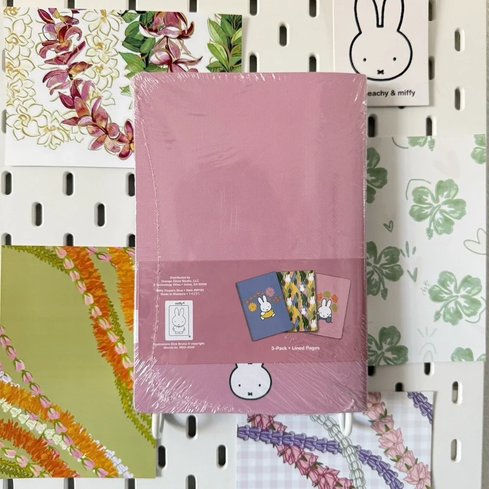 NEW Miffy Pink Green Floral Notebooks Trio 3 Pack Journals 80‎ Lined Pages Each